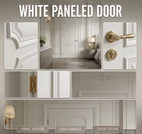 Porte intérieure moderne de luxe à double vitrage de style français blanc crème avec poignée dorée, taille personnalisée, directement de l'usine