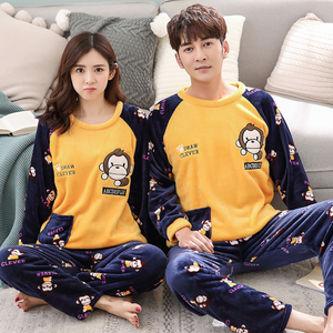 Pijamas de franela de manga larga para parejas, ropa de dormir de invierno directa de fábrica, nuevo diseño - Product Image 2