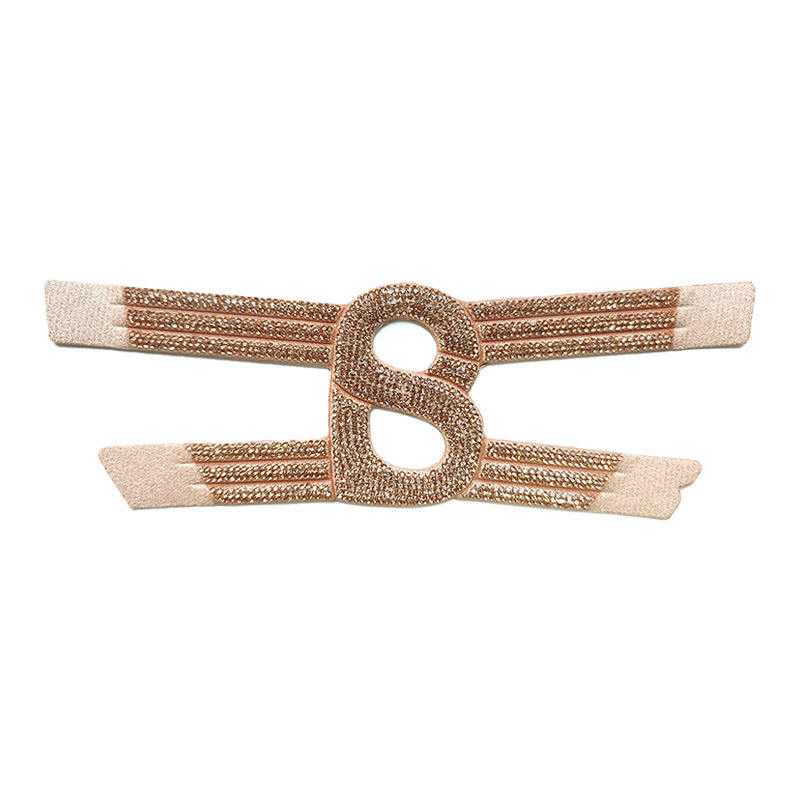 Rhinestone-embellished multi-layer strip with double-loop interlaced ...