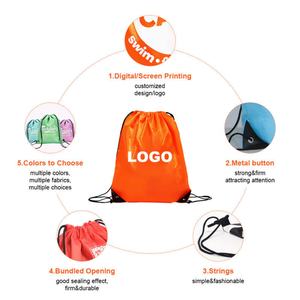 Sac à dos de sport en nylon 210D en gros, sac de voyage à cordon avec logo personnalisé, sac à chaussures à cordon, sac à cordon en polyester personnalisable - Product Image 3