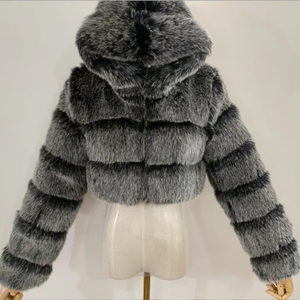 Festa di spedizione gratuita cappotti corti caldi invernali alla moda <span class=keywords><strong>pelliccia</strong></span> finta da ragazza per donna piumini - Product Image 2