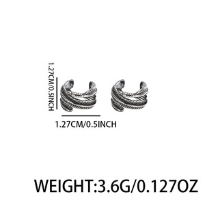 1 Par de Pendientes de Clip con Plumas Vintage, <span class=keywords><strong>Sin</strong></span> Agujeros, Diseño Retro Punk, Unisex, Joyería de Moda - Product Image 5