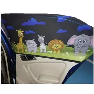 Cartoon OEM Shade for Sun UV Baby Insects Protection Universal Fit Adjustable Breathable Mesh Car Curtains Anti Mosqui Sunshade