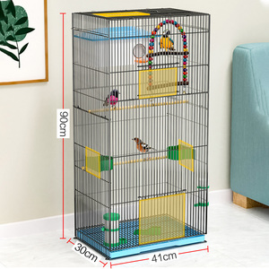 <span class=keywords><strong>Cage</strong></span> de Luxe Grande pour Animaux Domestiques en Métal avec Base Mobile à Roulettes et Support pour Perroquet, Dotée d'un Plateau en Plastique - Product Image 1