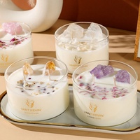 Ensemble cadeau de bougies aromatiques en cire naturelle avec mèche en bois, design personnalisé, cristal naturel, écologique, pour la décoration de la chambre à coucher et du salon