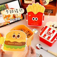 GREENSIDE Boîte de rangement Cartoon Lunch Box Salad Fruit Box Compartimentalized Fresh-keeping Lunchware