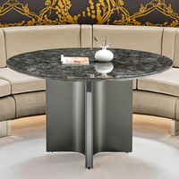 Table à manger moderne minimaliste italienne de luxe en marbre naturel ronde avec diamant platine, design artistique créatif pour la maison