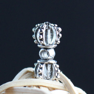 Cuentas budistas Vajra de aleación de plata tibetana de 10x9,5x8 mm para la fabricación de joyas, cuentas de metal DZ01914 - Product Image 3