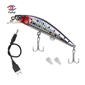 USB Có Thể Sạc Lại Nhấp Nháy LED Light Twitching Fishing Lures 12Cm 19G Mồi Điện Cứng Minnow Thu Hút