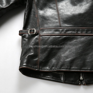 Primavera autunno inverno <span class=keywords><strong>dio</strong></span> 1930 cappotto in vera pelle giacche Vintage in pelle <span class=keywords><strong>di</strong></span> mucca da uomo Slim-fit con bavero da moto - Product Image 4