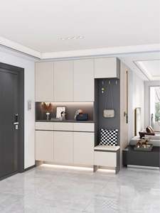 Armoire d'entrée en bois moderne personnalisée avec sièges à chaussures Rangement de chaussures empilable pour salon et hôtel - Product Image 4