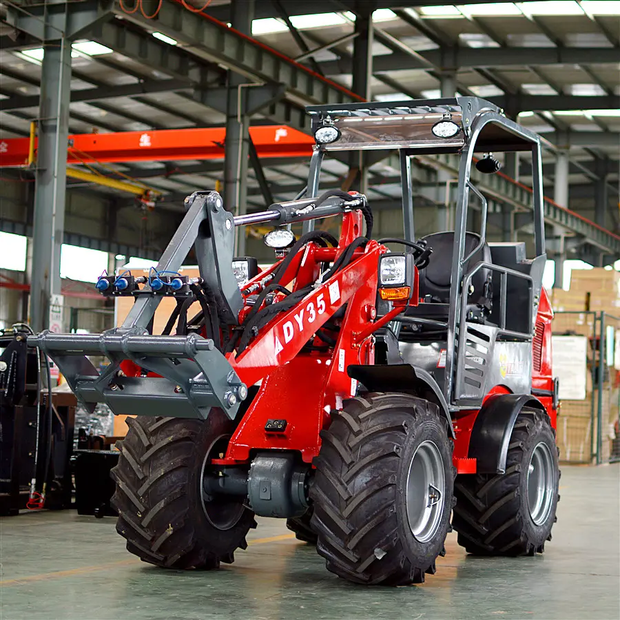 4ล้อไดรฟ์มินิรถตักล้อยาง Hoflader DY35ฟาร์มขนาดเล็ก Front End Loader สำหรับขาย