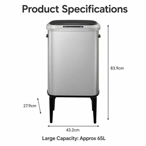<span class=keywords><strong>Cubo</strong></span> <span class=keywords><strong>de</strong></span> <span class=keywords><strong>Basura</strong></span> Inteligente Premium <span class=keywords><strong>de</strong></span> 50L con Sensor - Contenedor Elevado <span class=keywords><strong>de</strong></span> Acero Inoxidable Cepillado - Product Image 2