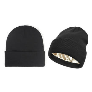 หมวกบีนนี่อะคริลิคฤดูหนาวสำหรับผู้ชายผู้หญิงหมวกบีนนี่ถักด้วยความร้อนผ้าไหมซาตินซับในลายพรางลวดลายตัวละคร - Product Image 2
