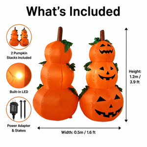 3 citrouilles gonflables d'Halloween empilées de style classique, décoration gonflable <span class=keywords><strong>Jack</strong></span> O'Lantern résistante aux intempéries pour jardin et fêtes en extérieur - Product Image 3