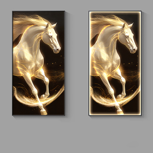 Lối vào trang trí trừu tượng ánh sáng sang trọng hiện đại dẫn động vật Ngựa tường nghệ thuật khung pha lê sứ bức tranh tường nghệ thuật - Product Image 5