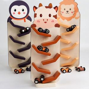 Nouveaux produits : Jouets interactifs en bois pour enfants, rampe de glisse de dessin animé, train à encastrer, véhicules éducatifs précoces pour garçons et filles - Product Image 1
