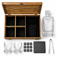 Ensemble de carafe à whisky de luxe en verre, kit cadeau avec pierres à whisky, sous-verre, pinces et verres en cristal pour whisky, bourbon, brandy