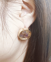 Boucles d'oreilles en argent plaqué or de Style ethnique élégant pour femmes Bijoux de mode Goujons en résine de fleurs séchées naturelles pour filles