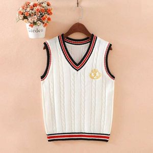 Korean Style Embroidered V Neck <b>Sweater</b> <b>Vest</b> Navy Blue Knitted Top <b>Women</b> School Uniform Loose Fit JK Uniform Style - Product Image 3