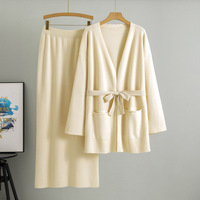 Ensemble pull tricoté et jupe longue pour femme, cardigan ample à col en V, tenue deux pièces respirante pour le printemps, style décontracté