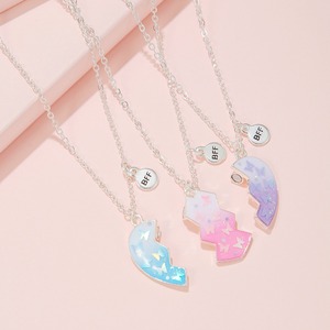 Venta caliente gradiente Color amor Patchwork collar magnético dulce BFF Color bloque buen amigo collar conjunto - Product Image 3