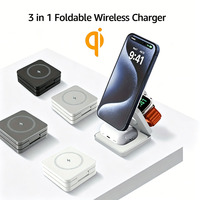 Chargeur sans fil magnétique multifonctionnel 3-en-1 pliable 15W PD 3.0 à charge rapide, portable, pour bureau, avec logo personnalisé, ignifuge