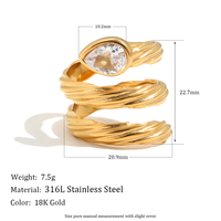 Bague Torsadée en Forme de Tête de Serpent Dreamshow, Bijoux Personnalisés en Gros, Plaqué Or, Acier Inoxydable, Usage Quotidien, Incolore