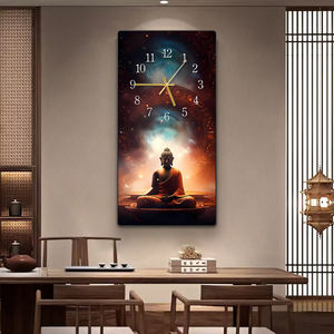 High Quality Buddha Lotus Crystal Porcelain Silent <strong>Clock</strong> Digital Print Portrait Painting Modern Home <strong>Wall</strong> Art with <strong>Wall</strong> <strong>Clock</strong> - Product Image 2
