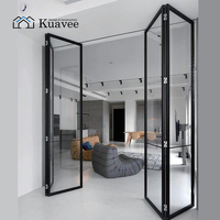 Portes et fenêtres en aluminium, cloisons intérieures, porte coulissante pliante, porte pliante en aluminium double couche insonorisée de haute qualité