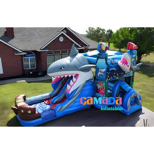 Château de saut de requin 3D Maison de rebond de qualité commerciale avec toboggan Jeux de plein air Videur gonflable pour fête d'enfants - Product Image 1