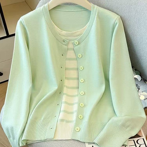 Women's Knit <b>Cardigan</b> Long Sleeve Single Breasted Slim Fit Spliced Contrast Color Anti-Pilling 30 <b>Thickness</b> Conventional Sweater - Product Image 1