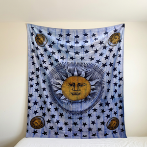 Drap de lit bohème mandala taille Queen, coton traditionnel fait à la main, décoration artistique avec motif imprimé - Product Image 1