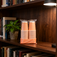 Gobelets en papier jetables personnalisés et écologiques pour fêtes, fabriqués en Chine, avec paille anti-fuite, recyclables, lot de 100