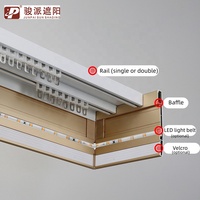 Nouveau modèle de cantonnière de rideau quatre-en-un durable à double rail avec éclairage LED en aluminium pour hôtels, bureaux et espaces commerciaux
