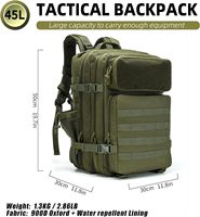 Sac tactique directement de l'usine, sac de 3 jours pour hommes et femmes, grand sac à dos d'assaut 45L, sac à dos de camping et de plein air