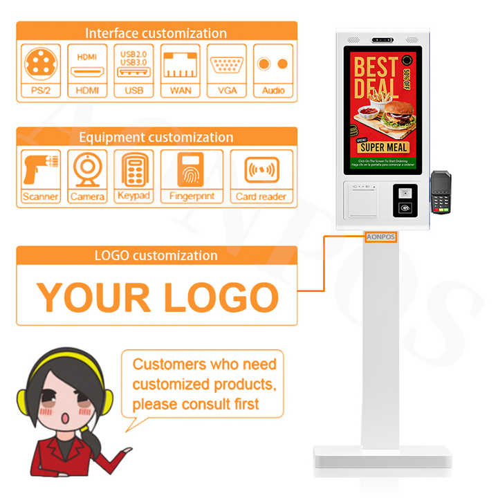 Automatic Touch Screen Kiosk Interactive Module Design All in One Kiosk With Thermal Receipt Printer Payment Kiosk