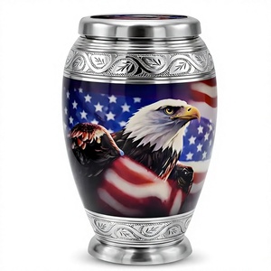 Urne funéraire American Eagle pour cendres humaines adultes, finition argentée avec motif drapeau, ensemble d'urnes commémoratives décoratives - Product Image 6