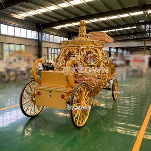 รถม้าฟักทองแบบมีมอเตอร์ รถม้าซินเดอเรลล่าไฟฟ้า รถม้าฟักทองสีขาวพร้อมมงกุฎสีแดงสำหรับขาย - Product Image 3