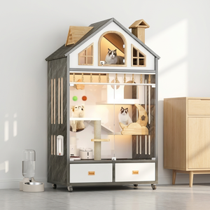 Villa Móvil <span class=keywords><strong>para</strong></span> Gatos con Temática Animal, Centro de Actividades <span class=keywords><strong>para</strong></span> Gatos con <span class=keywords><strong>Ruedas</strong></span>, Poste Rascador de Sisal, <span class=keywords><strong>Cama</strong></span> y Plataforma <span class=keywords><strong>para</strong></span> Sala de Estar - Product Image 1