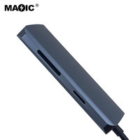 Hub 8 en 1 de type C avec logo imprimé personnalisé vers 4K HDMI 2 USB3.0 SD TF VGA Gigabit LAN et PD pour téléphones portables et tablettes