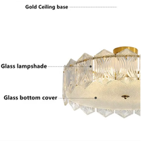 Lustre français d'intérieur pour chambre à coucher, salon, lampe de plafond moderne avec abat-jour en verre et base dorée