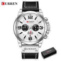 Jam Tangan Pria Mewah Quartz Curren 8314, Fashion Bisnis, Tali Kulit, Kronograf, dengan Kotak