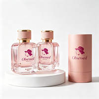 Vente flash - Flacon de parfum carré 30 ml, flacon de parfum 50 ml, 100 ml, flacon de parfum rose avec boîte et couvercle