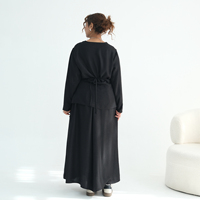Pakaian Islami Loriya Gaun Wanita Elegan dan Bernapas Model Abaya Musim Panas Terbaru Atasan Silang Rok 2 Potong Set untuk Idul Fitri