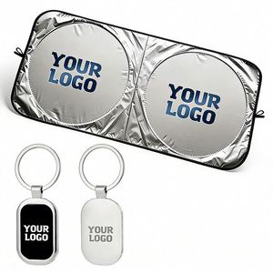 แผ่นบังแดดพับได้สำหรับกระจกรถยนต์ ป้องกันรังสียูวี พร้อมโลโก้สั่งทำได้ เหมาะสำหรับแจกเป็นของขวัญส่งเสริมการขายสำหรับตัวแทนจำหน่ายรถยนต์ - Product Image 1