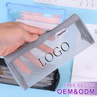 Haute apparence Transparent grande capacité Net stylo sac sans Logo filles primaire papeterie examen étui à crayons