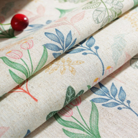 Nappe ronde en coton et lin de haute qualité, imprimée de feuilles vertes et de motifs floraux, style rustique vintage, décoration botanique, nappe pour salle à manger