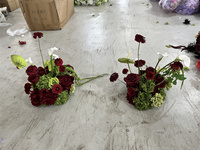 Arrangement floral de mariage de 30 cm, fleurs artificielles en soie, pivoine bordeaux, hortensia vert, centre de table pour décoration de table