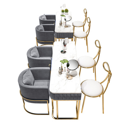 Скандинавский мраморный магазин ногтей, столы и стулья, двойной стол для ногтей